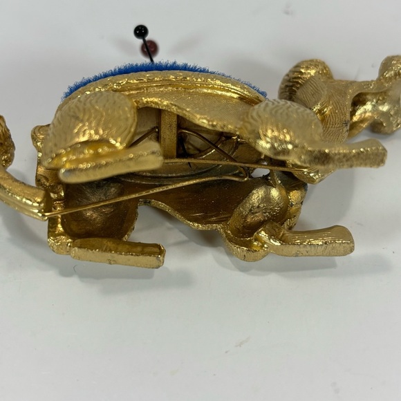 Vintage Florenza Pin Cushion Poodle Dog Sewing Bobblehead Nodder- Gold And Blue - Picture 5 of 6